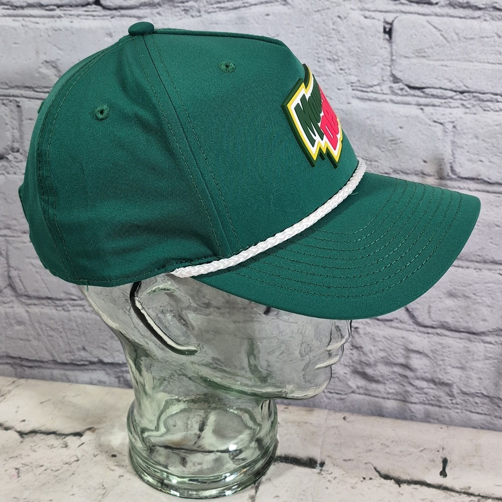 Mountain Dew Hat Green Retro Trucker Rubber Logo Soda Pop Snapback Ball Cap - Picture 5 of 6